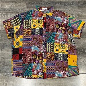 QZH.DUAO Colorful Patchwork Men's Shirt size XL